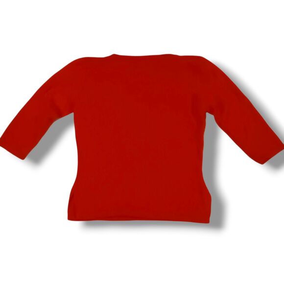 Vintage Iris Singer Cashmere Sweater-Medium-3/4 Sleeve-Orange-Classic-Chic - Picture 4 of 6